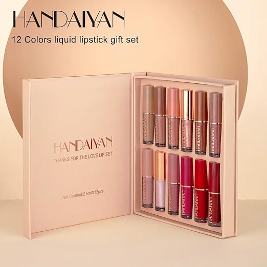 HANDAIYAN Lipstick Set of 12 Matte Velvet Mini Liquid Lipstick