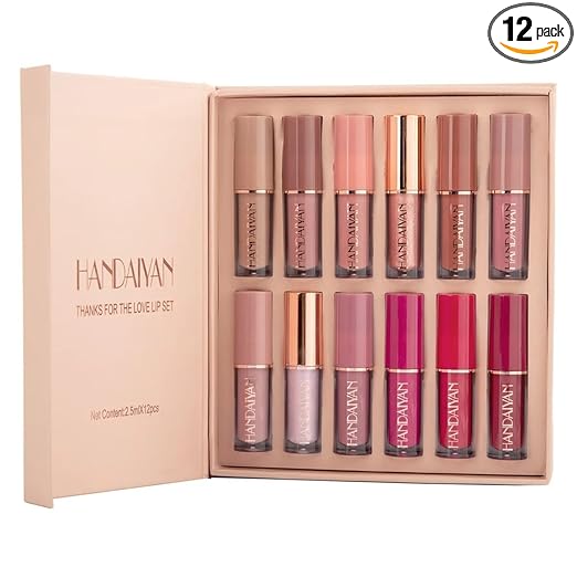 HANDAIYAN Lipstick Set of 12 Matte Velvet Mini Liquid Lipstick