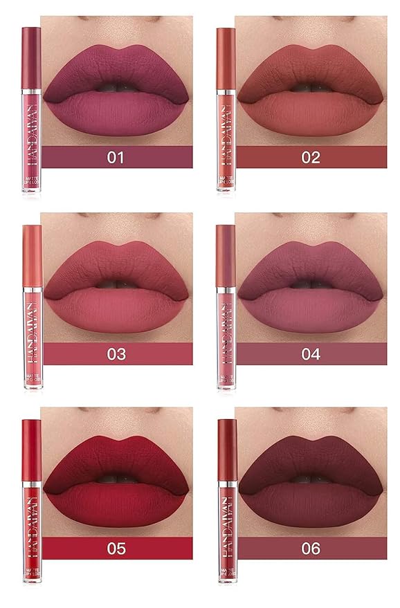 6 Colours Velvet Liquid Lipstick Set