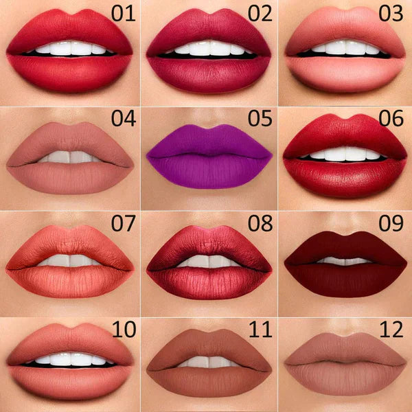 "Naysa"2 IN 1 Waterproof HD Matte Lipstick Pencils Makeup Kit (SET of 12)