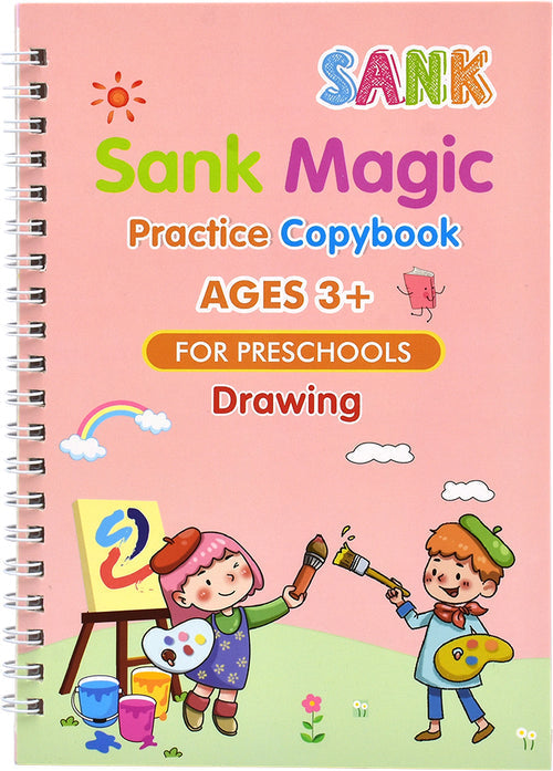 Sank Magic Reusable Practice Copybook for Kids (Included-4 BOOK +10 REFILL+1 pen+1 grip)