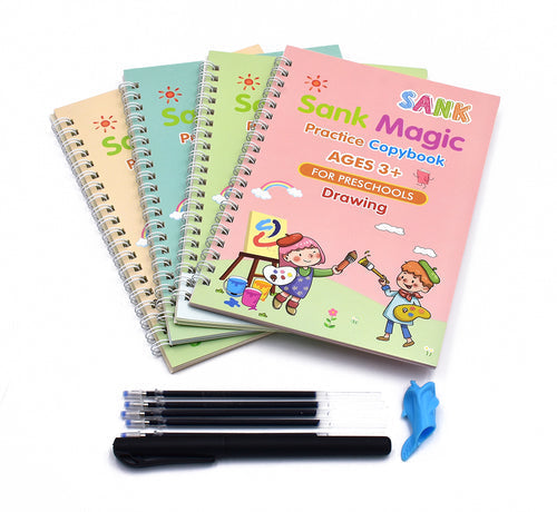 Sank Magic Reusable Practice Copybook for Kids (Included-4 BOOK +10 REFILL+1 pen+1 grip)