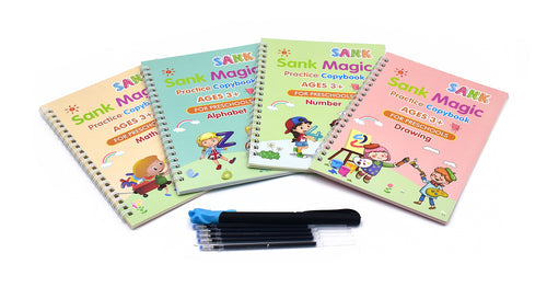 Sank Magic Reusable Practice Copybook for Kids (Included-4 BOOK +10 REFILL+1 pen+1 grip)