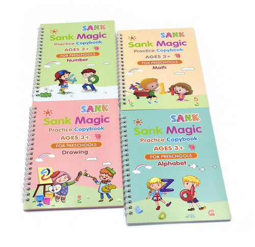 Sank Magic Reusable Practice Copybook for Kids (Included-4 BOOK +10 REFILL+1 pen+1 grip)