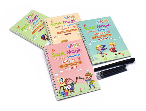 Sank Magic Reusable Practice Copybook for Kids (Included-4 BOOK +10 REFILL+1 pen+1 grip)