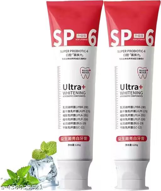 Sp-6 Ultra Whitening, Sp 6 Toothpaste, Ultra Whitening Toothpaste Sp - 6, Probiotic Brightening Toothpaste,Deep Cleaning Care Toothpaste,Fresh Breath120g (pack of 2)
