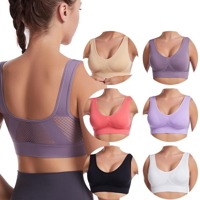 High-Support Wireless Sports Bra-Push-Up, Removable Pads, Yoga & Running