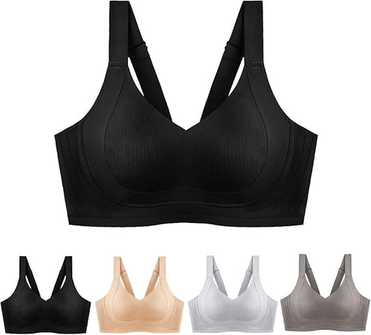 Wire-Free Non-Marking Skin-Friendly Push-Up Bra, Daily Comfort Seamless Shaper Bra with Support and Lift for Women