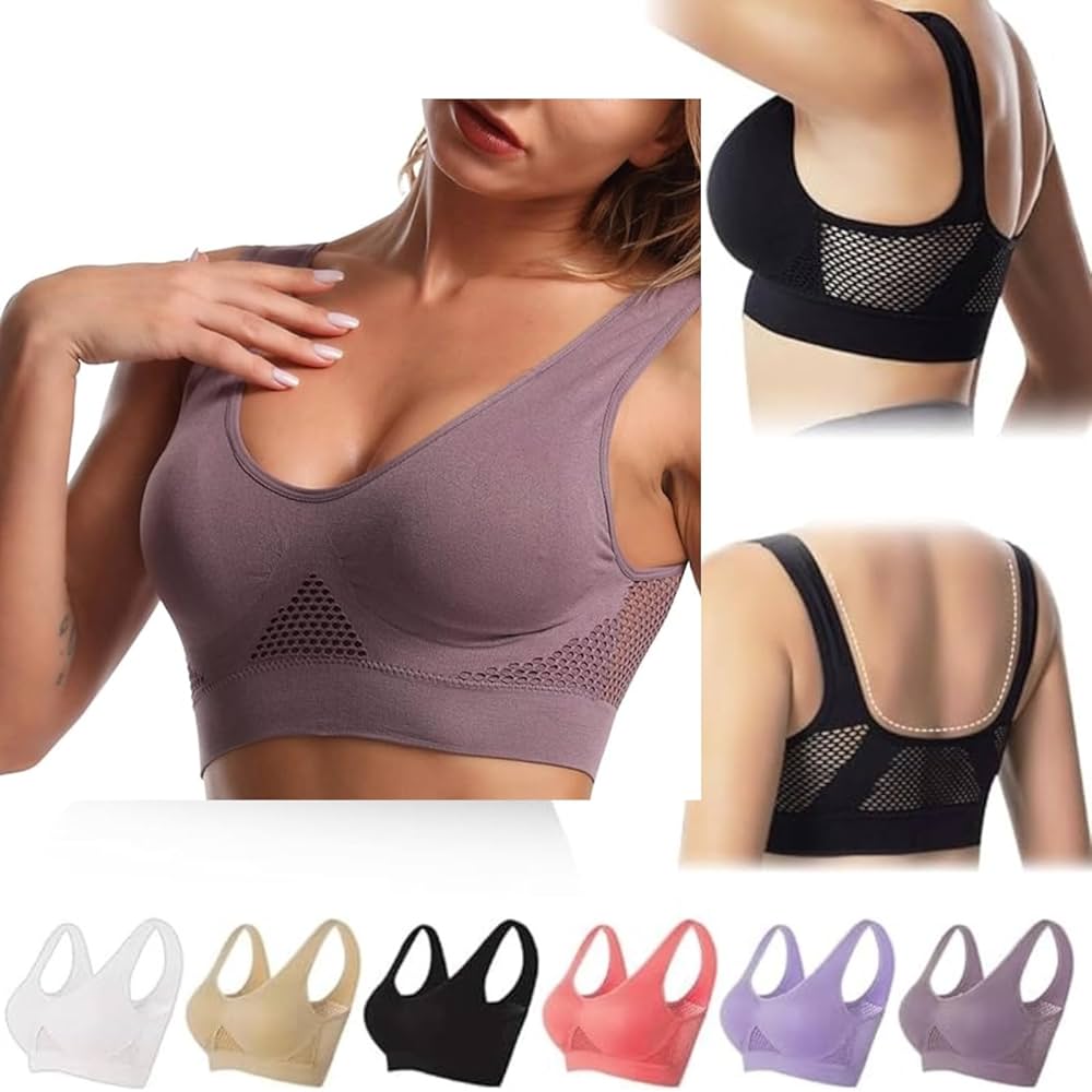 High-Support Wireless Sports Bra-Push-Up, Removable Pads, Yoga & Running