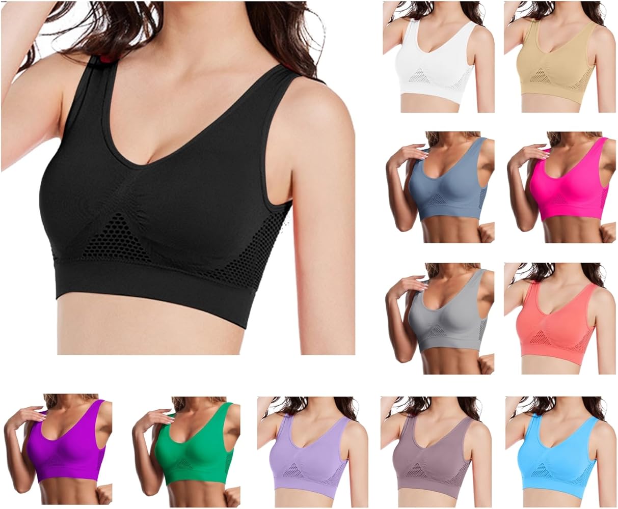 High-Support Wireless Sports Bra-Push-Up, Removable Pads, Yoga & Running
